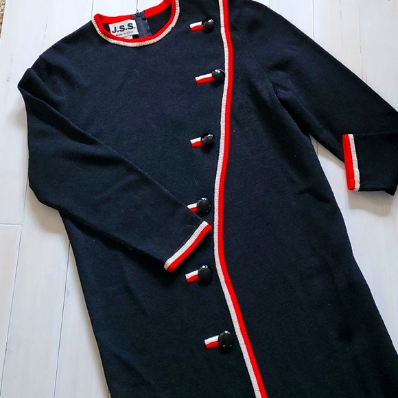 vintage,large,dry clean,that is red white&black J.S.S dress made in the u.s - Picture 1 of 4